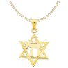 14k Yellow Gold Polished Chai in Star of David Pen | Jewelry | Judaica