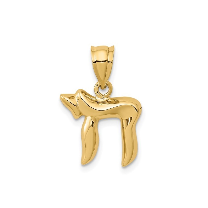 14k Polished Yellow Gold Chai Pendant | Jewelry | Judaica