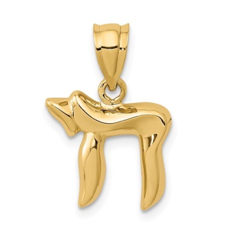 14k Polished Yellow Gold Chai Pendant | Jewelry | Judaica