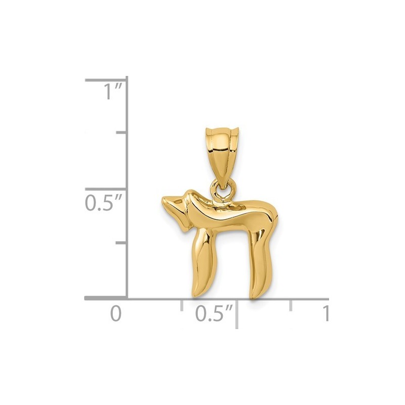 14k Polished Yellow Gold Chai Pendant | Jewelry | Judaica