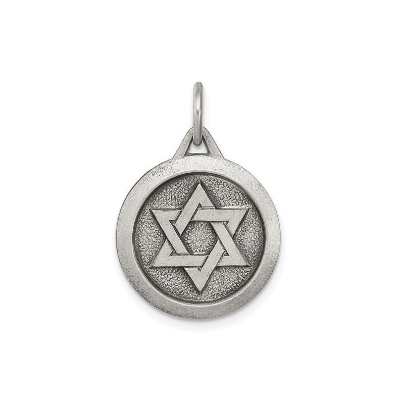 Sterling Silver Antiqued Circle Star of David Pend | Jewelry | Judaica