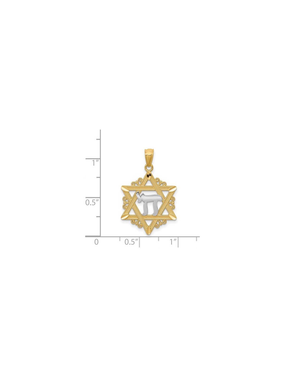 14k Yellow Gold Star of David With Rhodium-Plated  | Jewelry | Judaica