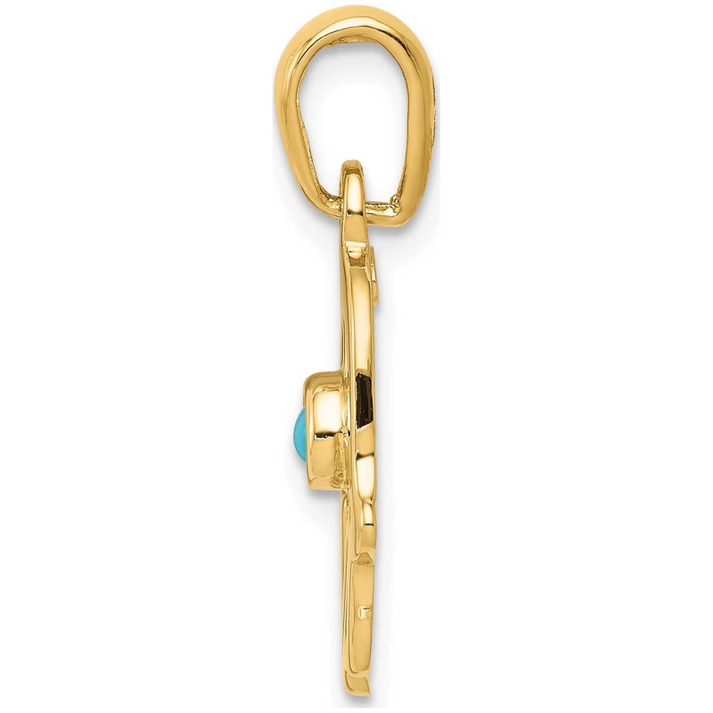 14k Yellow Gold Star of David Turquoise Hamsa Pend | Jewelry | Judaica