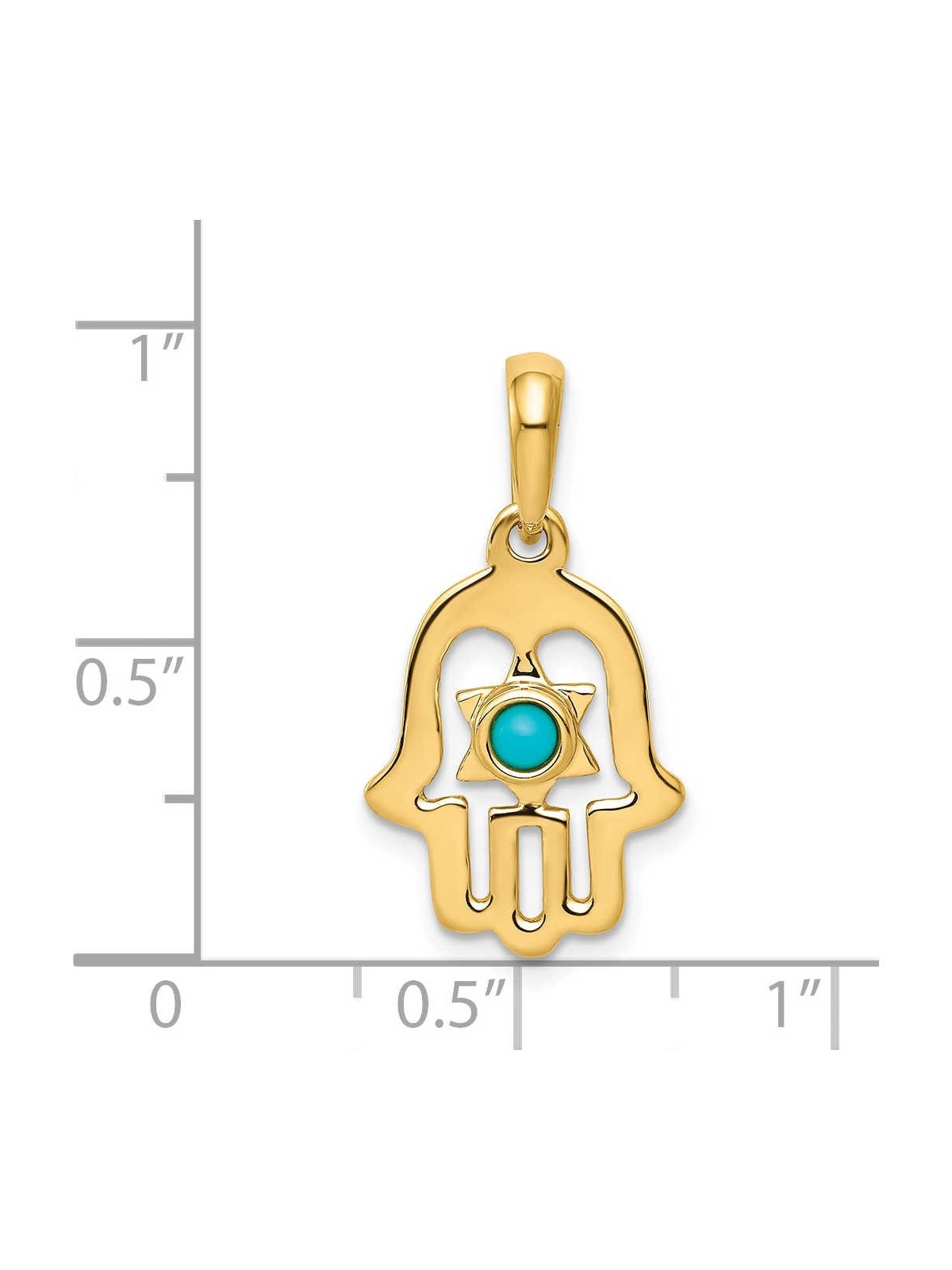 14k Yellow Gold Star of David Turquoise Hamsa Pend | Jewelry | Judaica