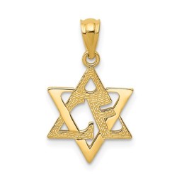 14k Yellow Gold Star of David Love Pendant | Jewelry | Judaica