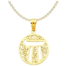 14k Yellow Gold Filigree Circle Chai Pendant | Jewelry | Judaica