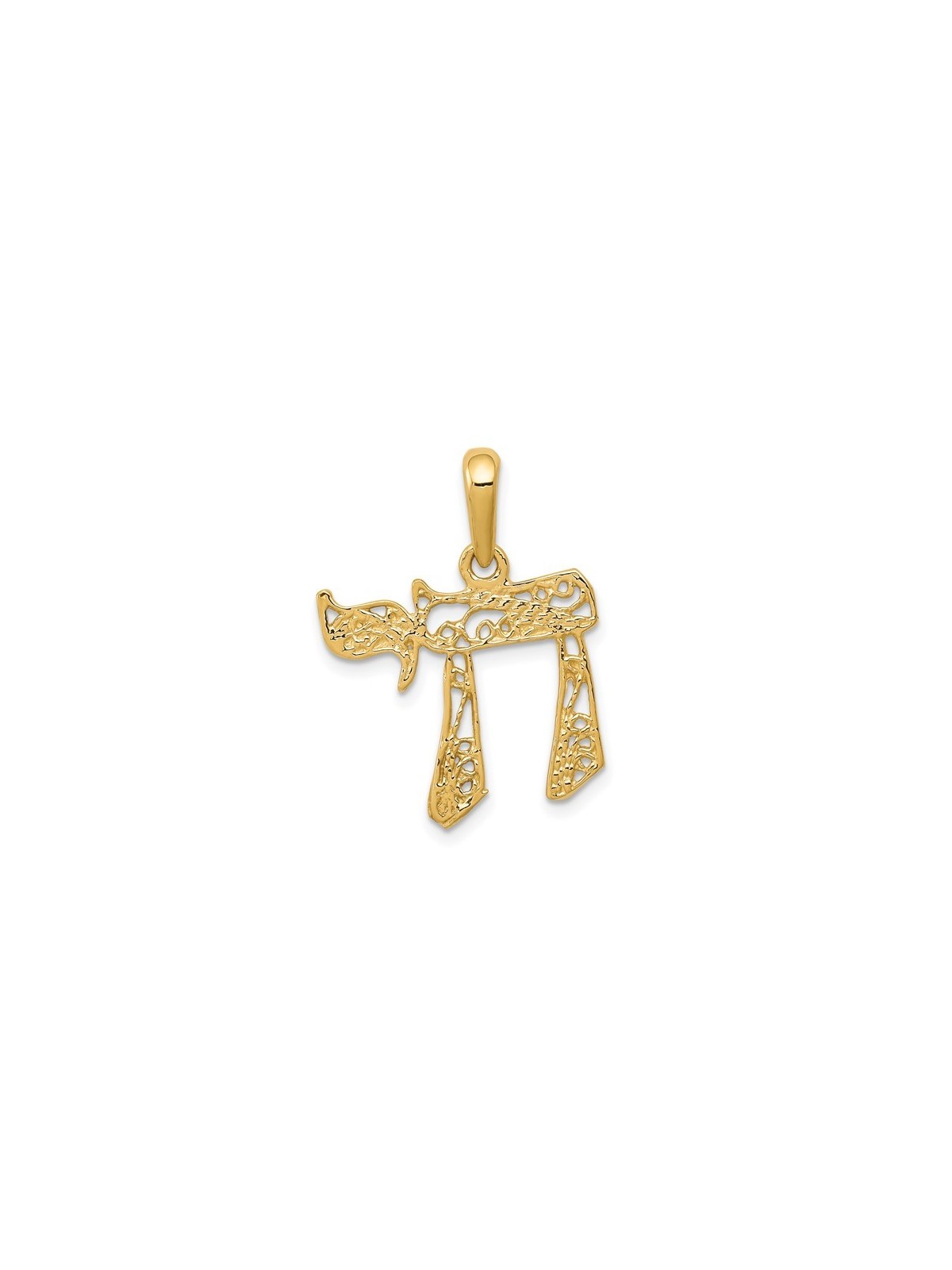 14k Yellow Gold Filigree Openwork Chai Pendant | Jewelry | Judaica