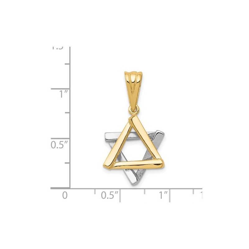 14k Two-Tone Gold Polished Star of David Pendant | Jewelry | Judaica