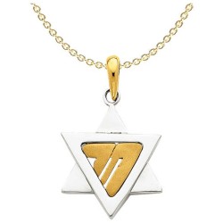 Contemporary Two-Tone 14k Gold Chai Star of David  | Jewelry | Judaica
