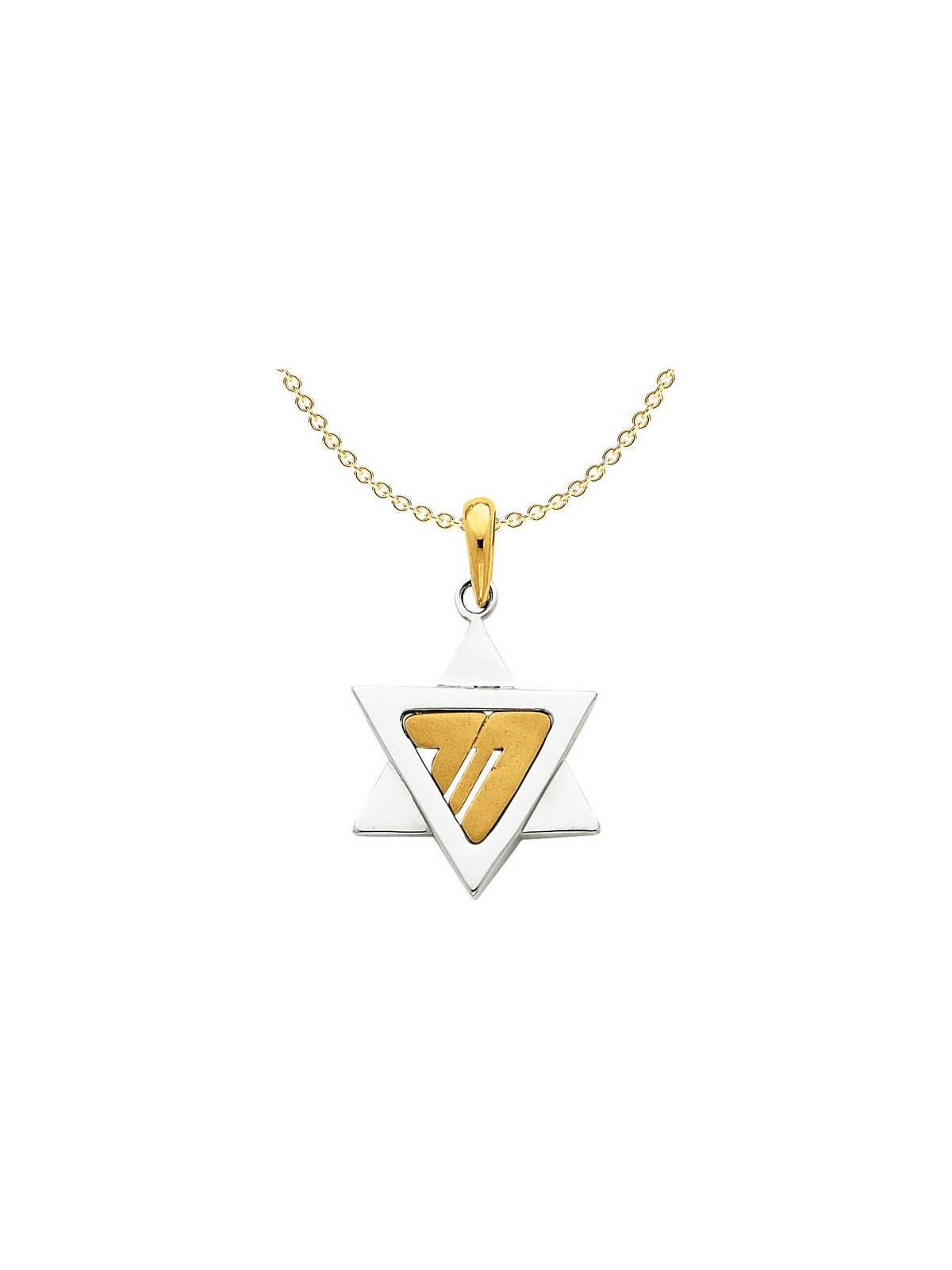 Contemporary Two-Tone 14k Gold Chai Star of David  | Jewelry | Judaica