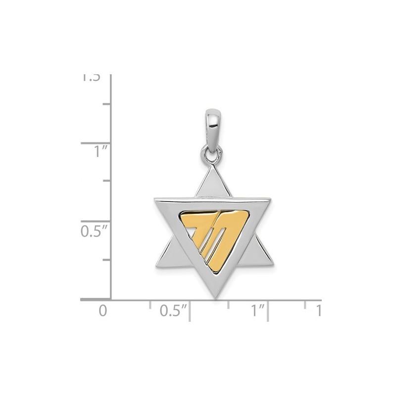 Contemporary Two-Tone 14k Gold Chai Star of David  | Jewelry | Judaica