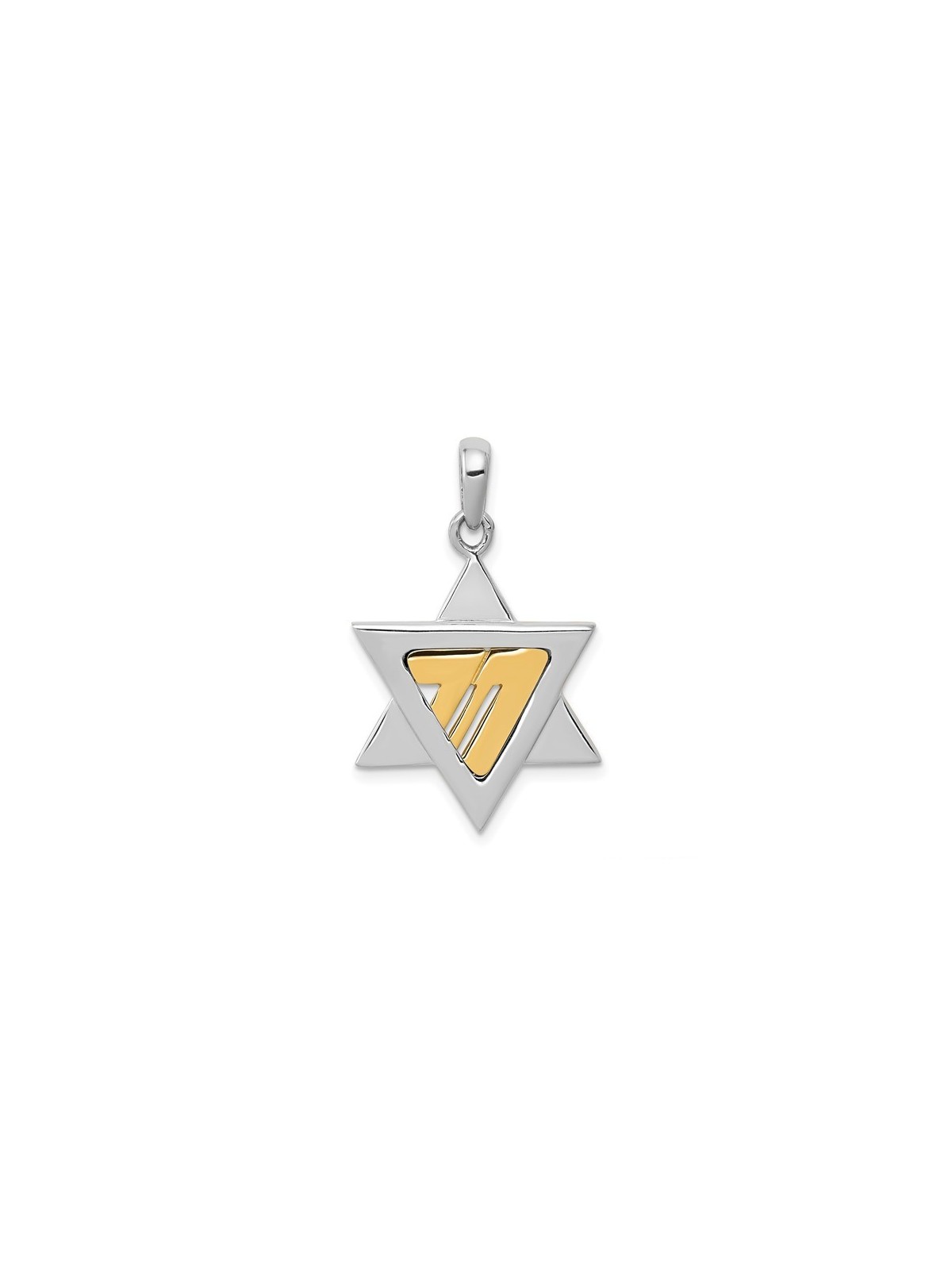 Contemporary Two-Tone 14k Gold Chai Star of David  | Jewelry | Judaica