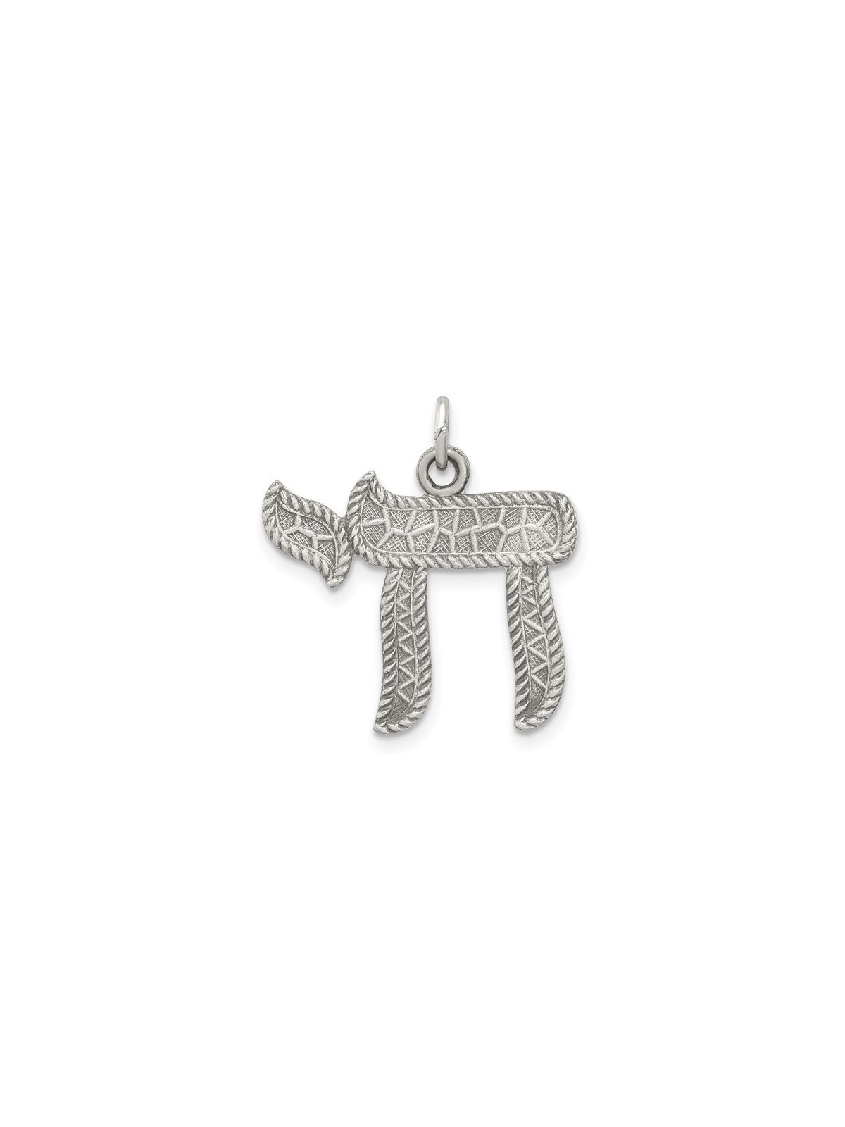 Sterling Silver Embossed Antiqued Chai Pendant | Jewelry | Judaica