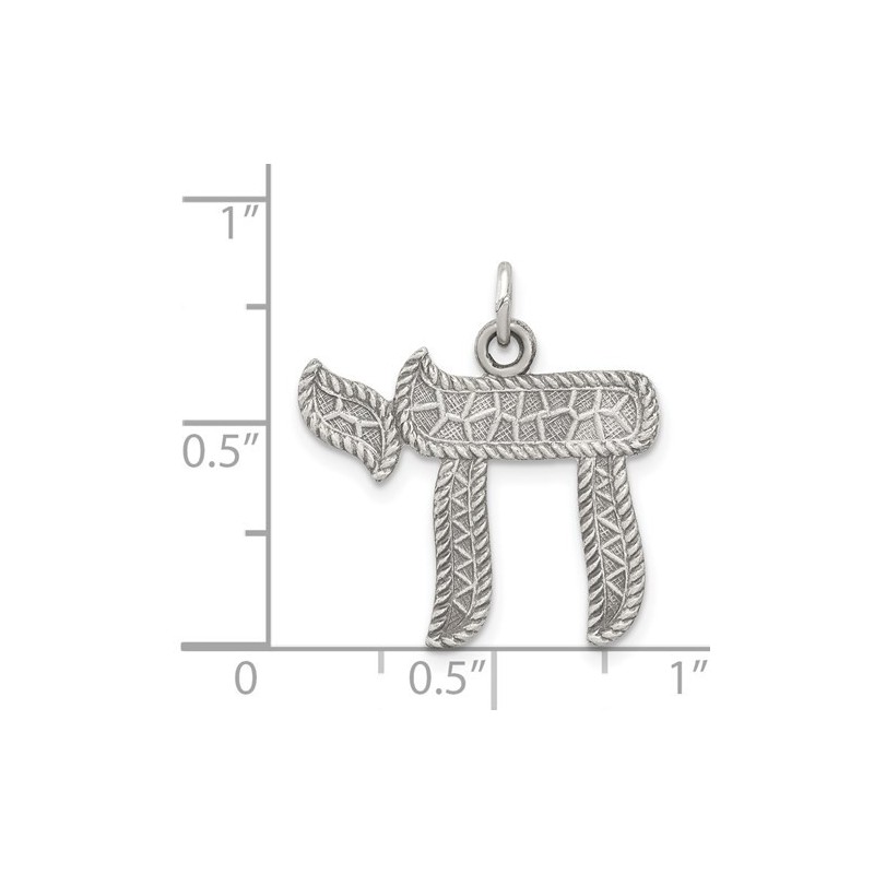 Sterling Silver Embossed Antiqued Chai Pendant | Jewelry | Judaica