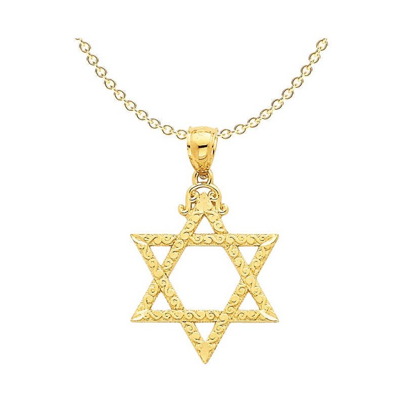 14k Yellow Gold Diamond-Cut Filigree Star of David | Jewelry | Judaica