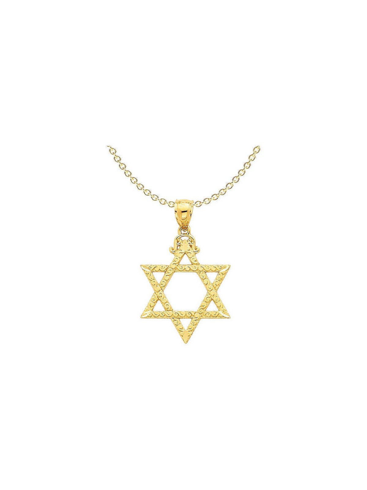 14k Yellow Gold Diamond-Cut Filigree Star of David | Jewelry | Judaica