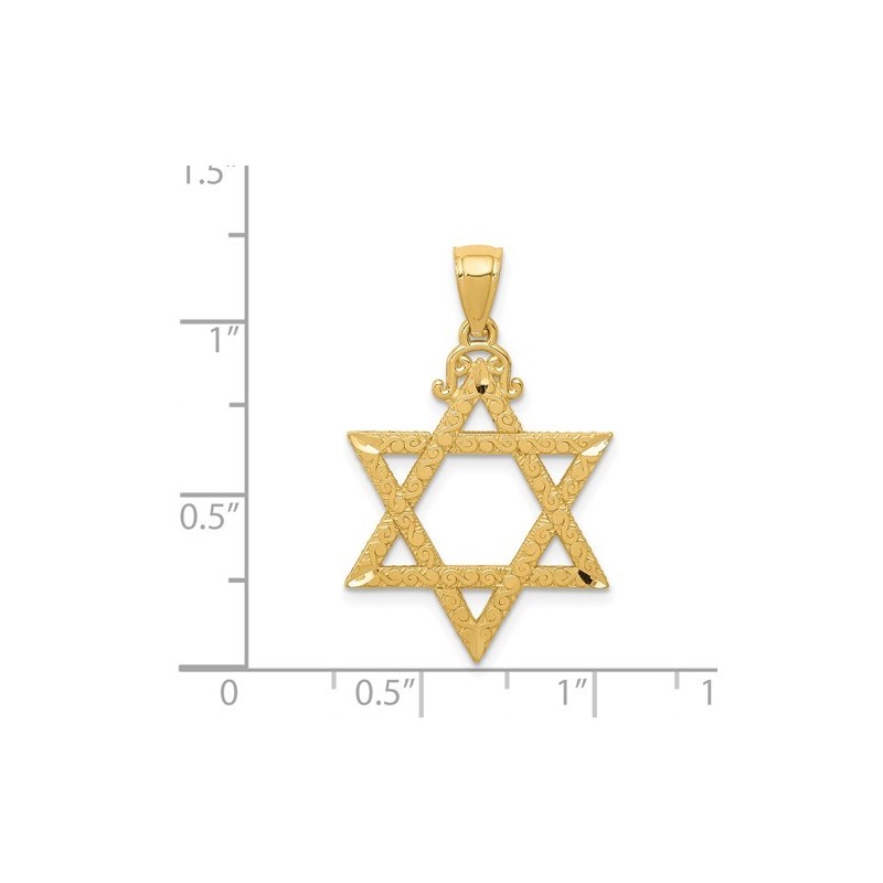 14k Yellow Gold Diamond-Cut Filigree Star of David | Jewelry | Judaica