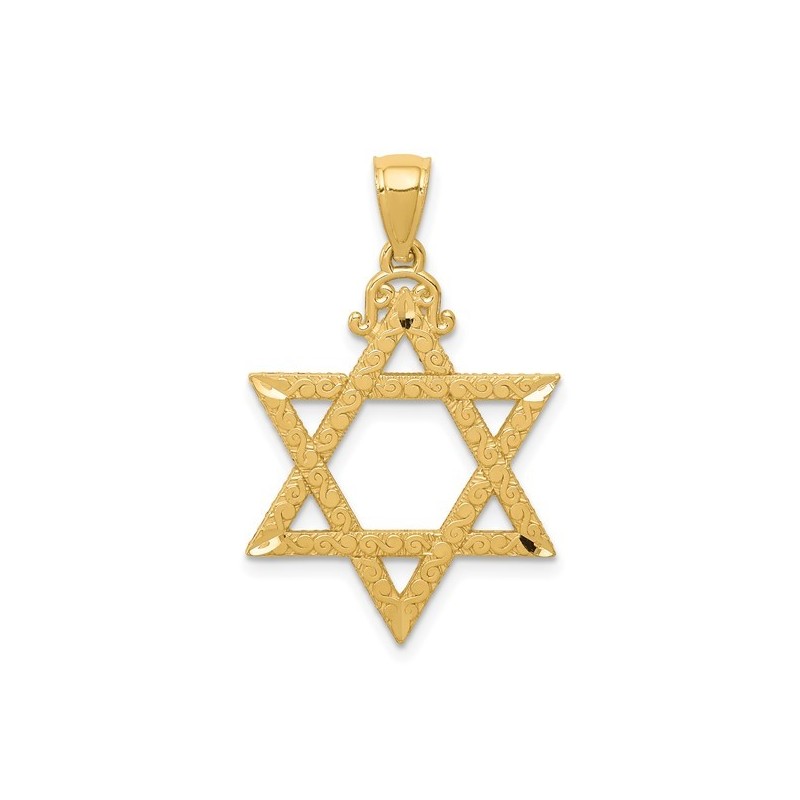 14k Yellow Gold Diamond-Cut Filigree Star of David | Jewelry | Judaica