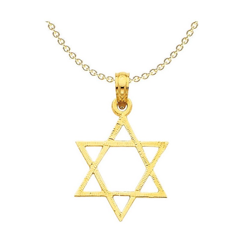 Large 14k Yellow Gold Textured Star of David Penda | Jewelry | Judaica