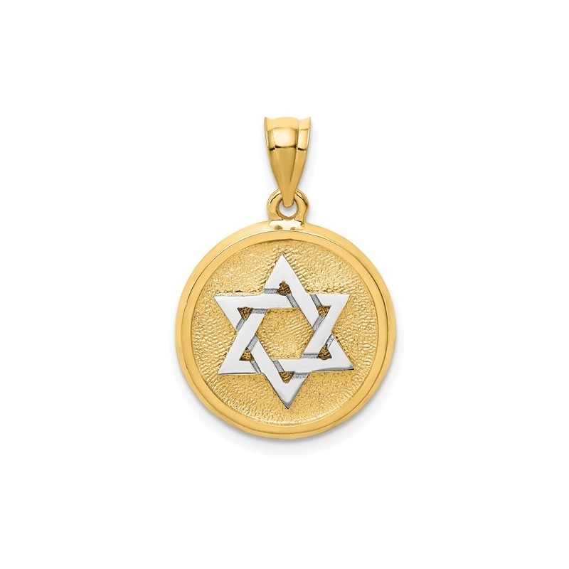 14k Two-Tone Gold Star Of David Disc Pendant | Jewelry | Judaica