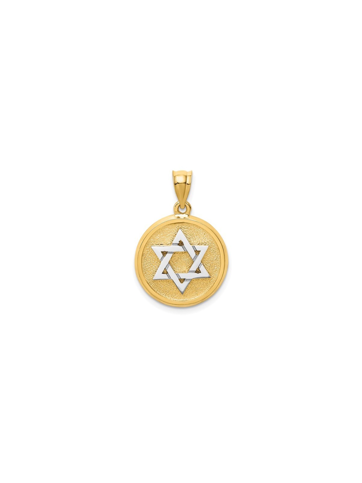 14k Two-Tone Gold Star Of David Disc Pendant | Jewelry | Judaica