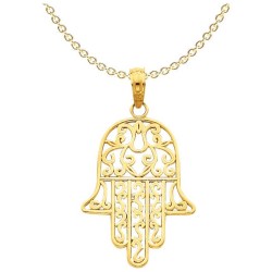14k Yellow Gold Filgree Hamsa Pendant | Jewelry | Judaica