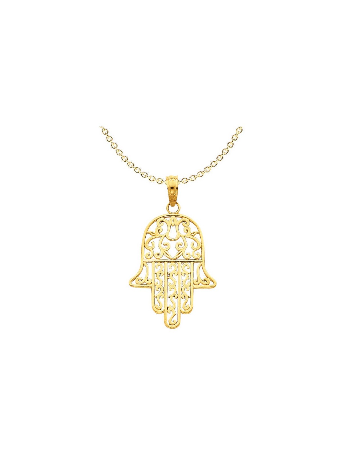 14k Yellow Gold Filgree Hamsa Pendant | Jewelry | Judaica