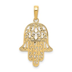 14k Yellow Gold Filgree Hamsa Pendant | Jewelry | Judaica