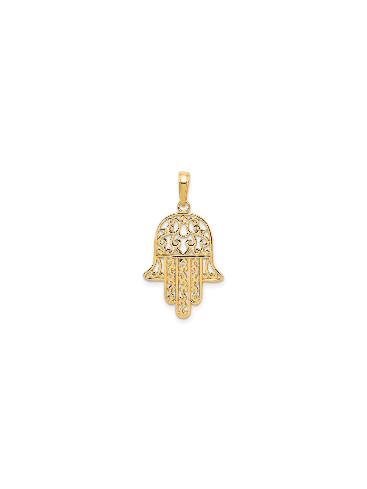 14k Yellow Gold Filgree Hamsa Pendant | Jewelry | Judaica