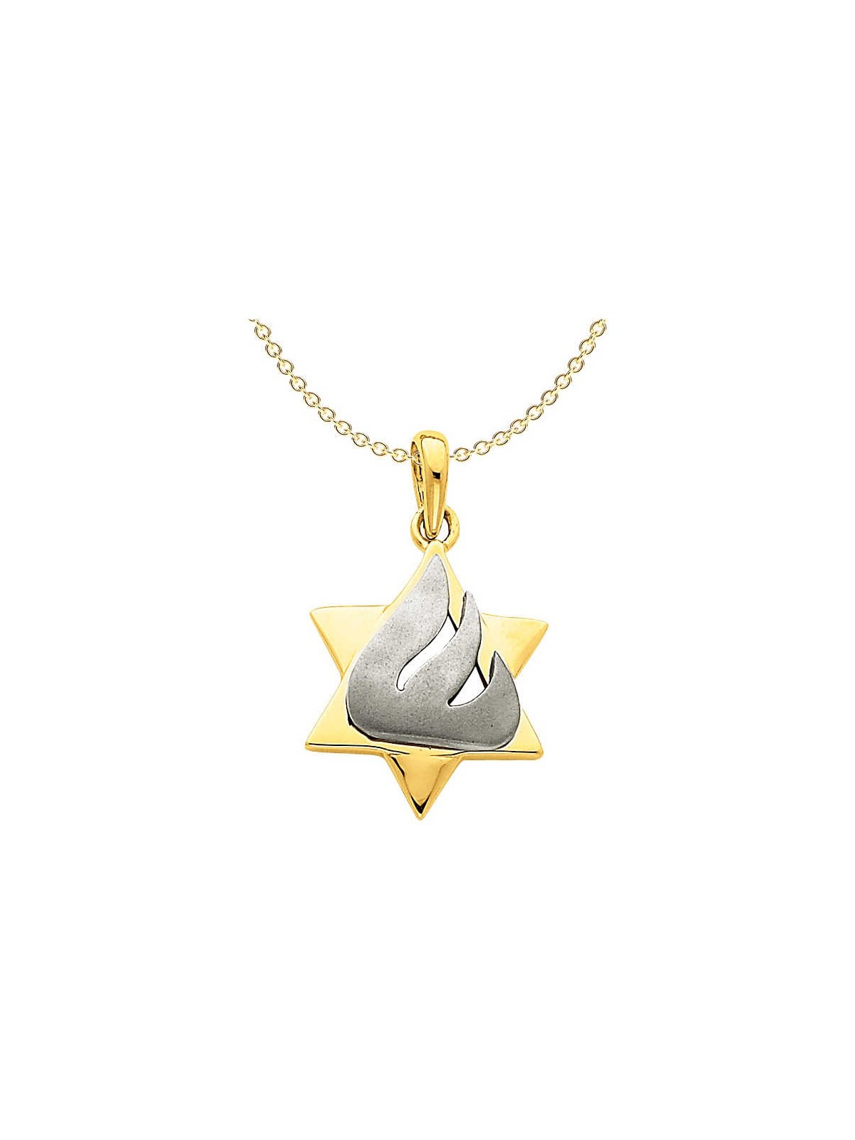 14k Two-Tone Gold Shin Star of David Pendant | Jewelry | Judaica