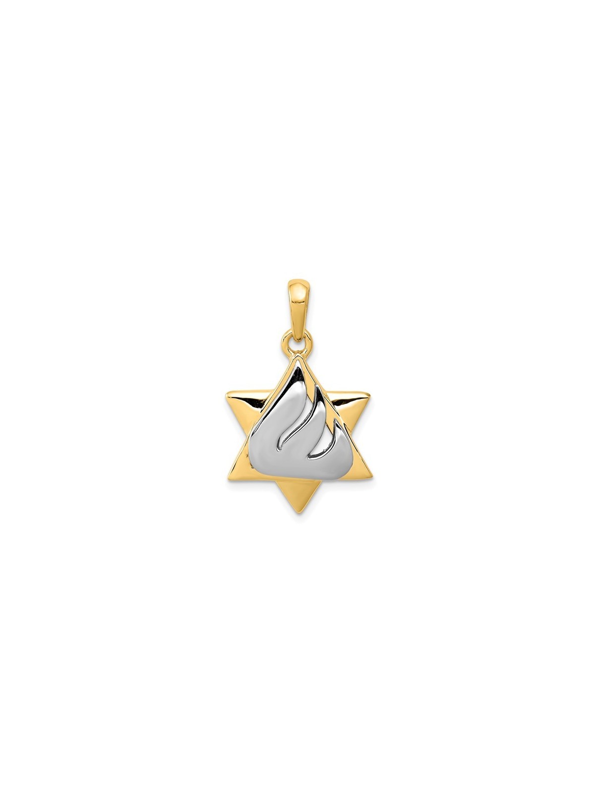 14k Two-Tone Gold Shin Star of David Pendant | Jewelry | Judaica