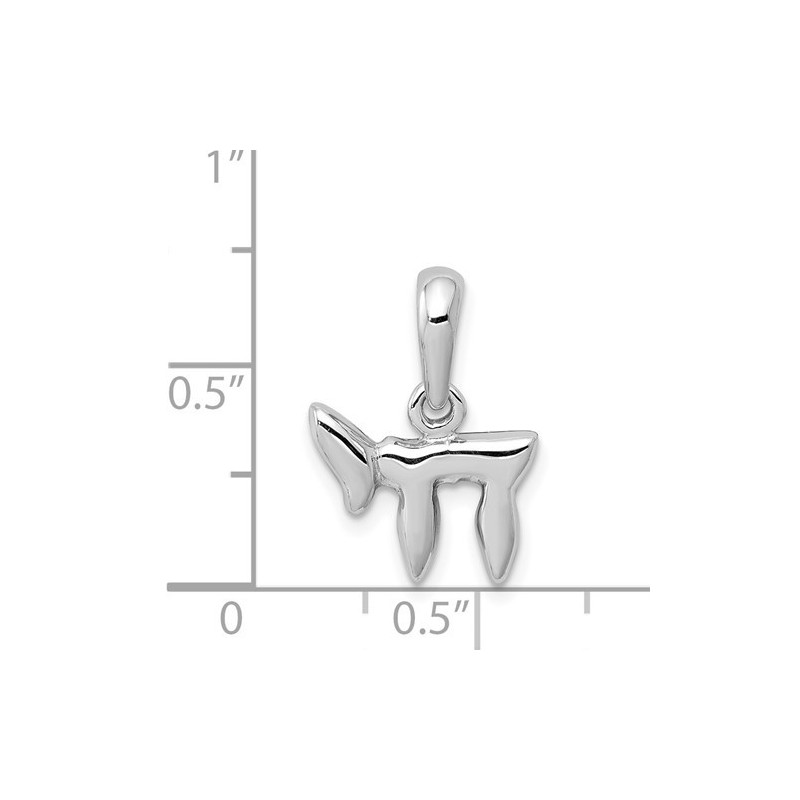 14k Polished White Gold Chai Pendant | Jewelry | Judaica