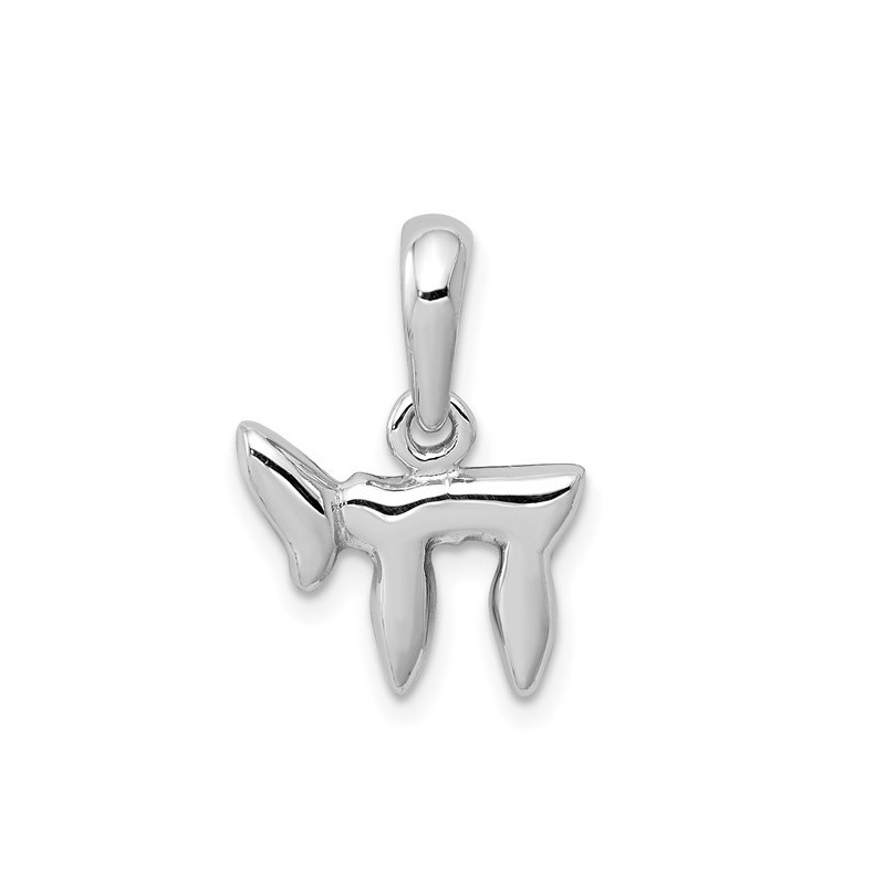 14k Polished White Gold Chai Pendant | Jewelry | Judaica