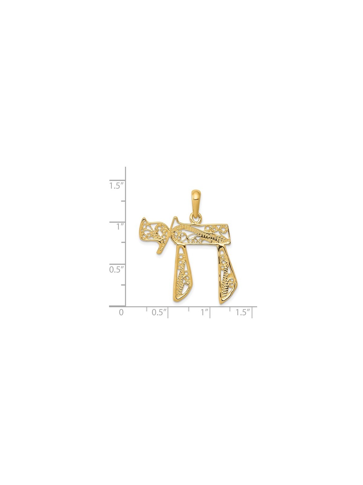 14k Yellow Gold Openwork Filigree Chai Star of Dav | Jewelry | Judaica