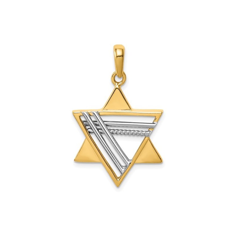 14k Two-Tone Gold Deluxe Star of David Pendant | Jewelry | Judaica