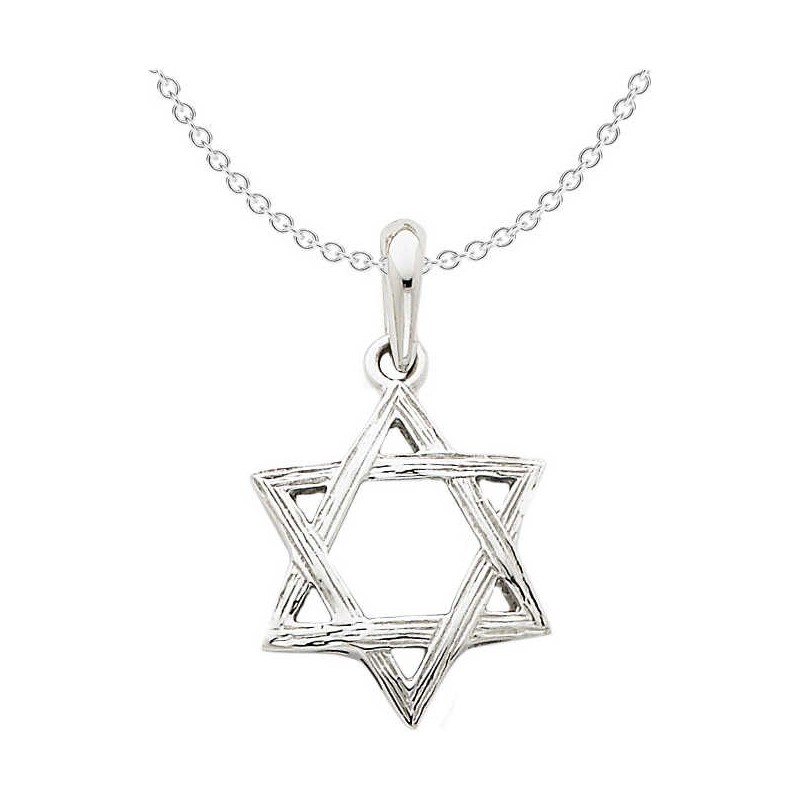 14k White Gold Textured Star Of David Pendant | Jewelry | Judaica