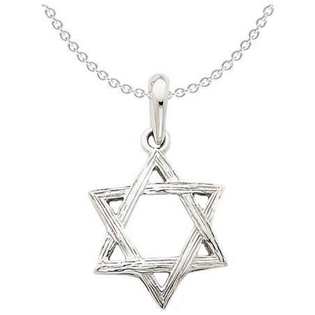 14k White Gold Textured Star Of David Pendant | Jewelry | Judaica