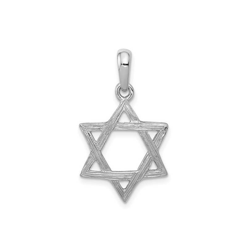 14k White Gold Textured Star Of David Pendant | Jewelry | Judaica