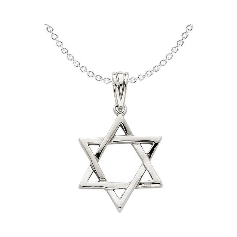 14k White Gold High-Polish Star of David Pendant | Jewelry | Judaica