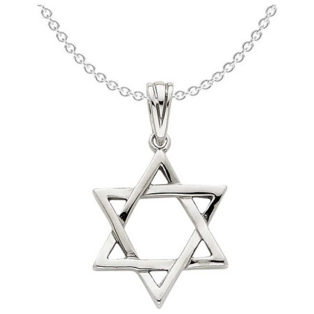 14k White Gold High-Polish Star of David Pendant | Jewelry | Judaica