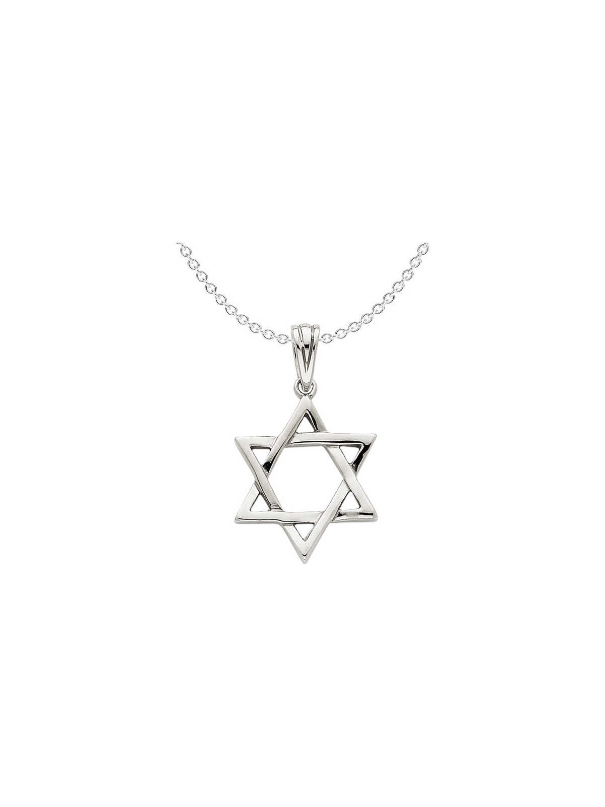 14k White Gold High-Polish Star of David Pendant | Jewelry | Judaica