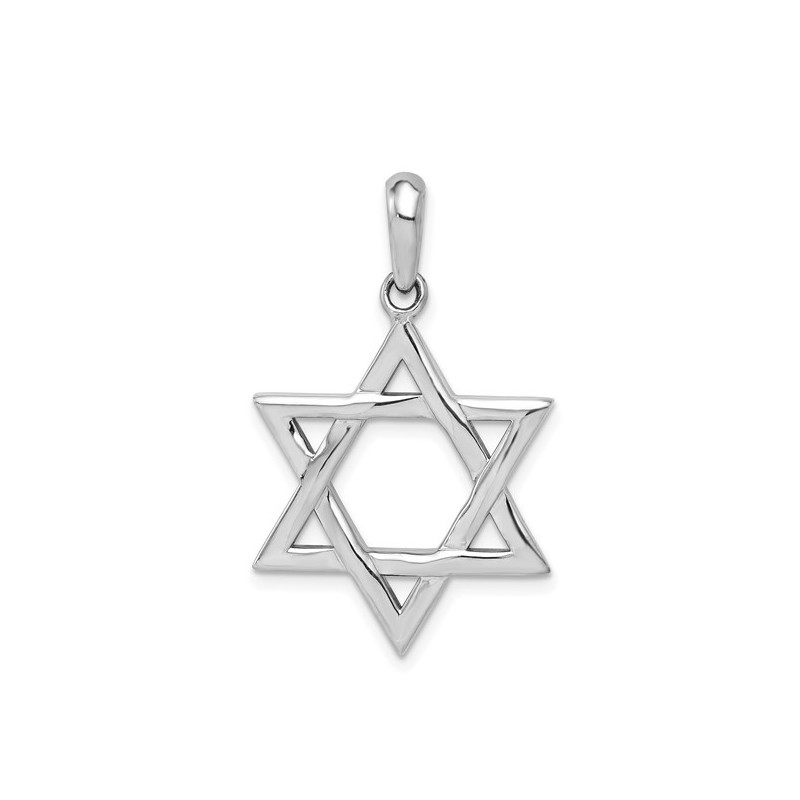 14k White Gold High-Polish Star of David Pendant | Jewelry | Judaica