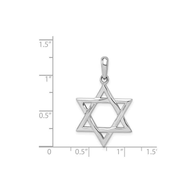 14k White Gold High-Polish Star of David Pendant | Jewelry | Judaica