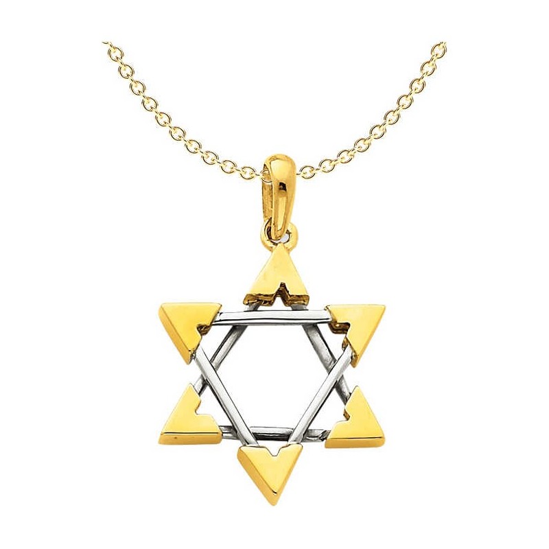 14k Two-Tone Gold Unique Star of David Pendant | Jewelry | Judaica