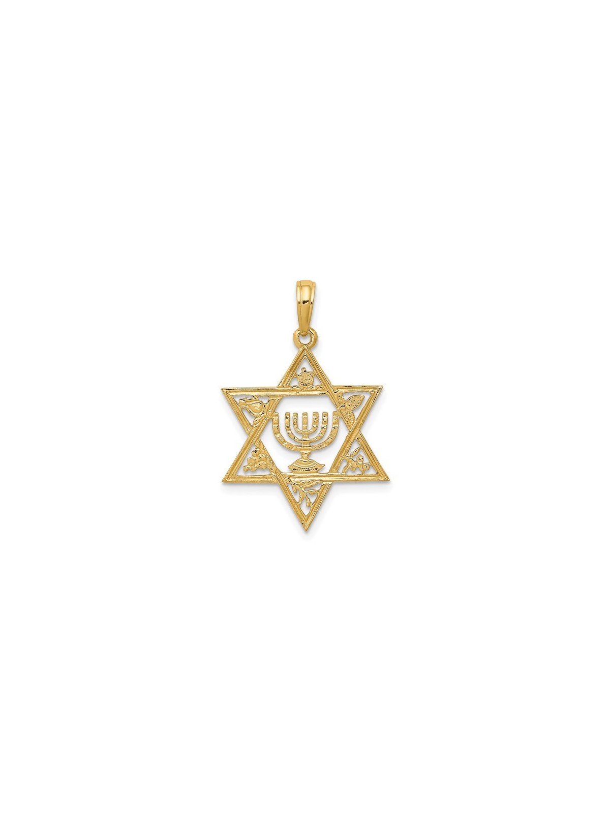 14k Yellow Gold Star of David Menorah Pendant With | Jewelry | Judaica