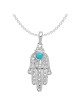 14k White Gold Turquoise Filigree Hamsa Pendant | Jewelry | Judaica