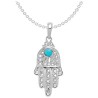 14k White Gold Turquoise Filigree Hamsa Pendant | Jewelry | Judaica