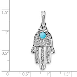14k White Gold Turquoise Filigree Hamsa Pendant | Jewelry | Judaica