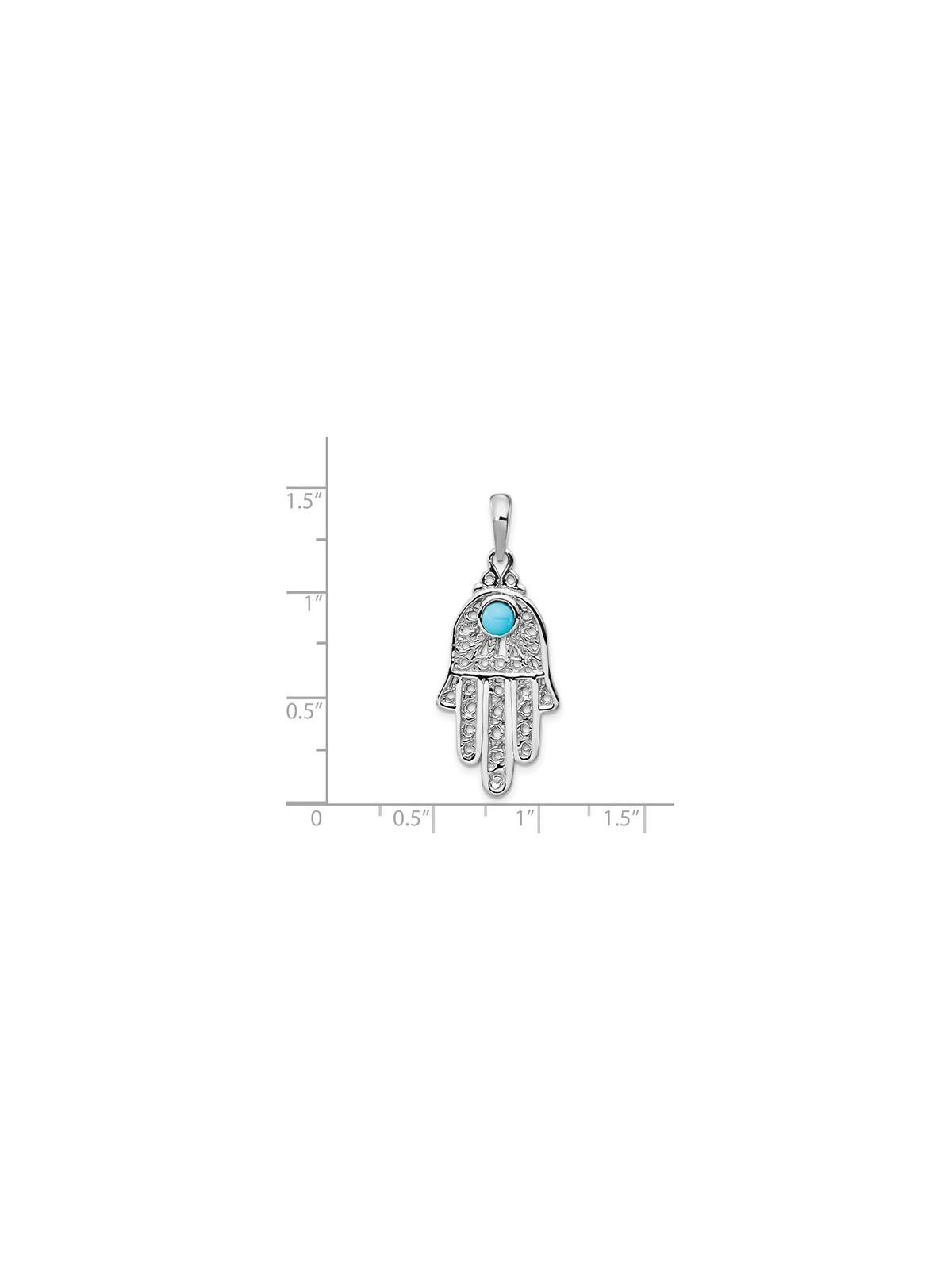 14k White Gold Turquoise Filigree Hamsa Pendant | Jewelry | Judaica