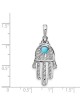 14k White Gold Turquoise Filigree Hamsa Pendant | Jewelry | Judaica